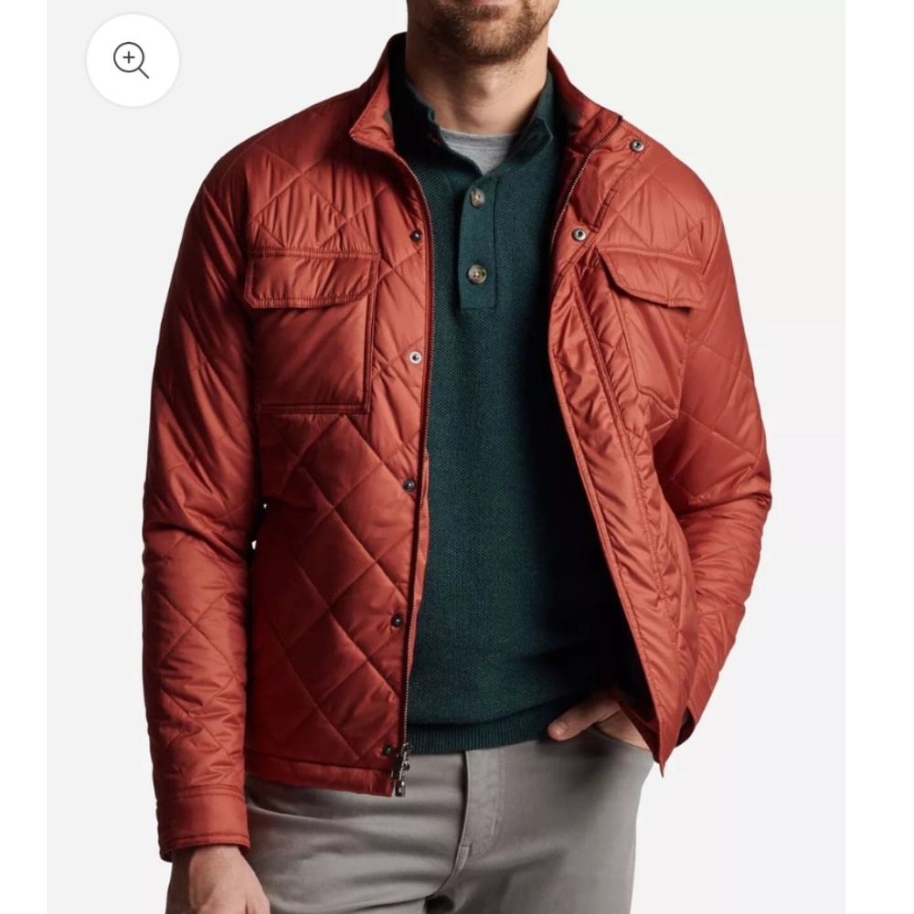 Peter Millar Norfolk Quilted Bomber Jacket Medium Burnt Orange